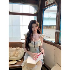 批发项天鹅er 法式吊带<b class='q'>连衣裙</b>女2026早春新款<b class='q'>雪纺</b>纯欲a字短裙度假裙子