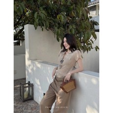批发「法式轻语」亚麻复古V领修身针织女<b class='q'>夏</b>季休闲显瘦百搭上衣