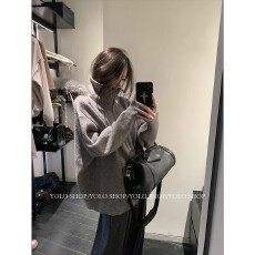 批发YOLO SHOP 慵懒松弛感淡人半高领拉链针织开衫女秋季气质毛衣<b class='q'>外套</b>