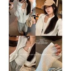 YOLO SHOP 华夫格松弛慵懒复古纯棉拉链针织卫衣女秋季百搭外套