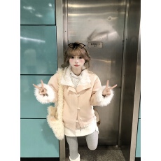 2025冬季新款千金风牛角扣加绒毛领棉衣加厚保暖夹克外套毛领女