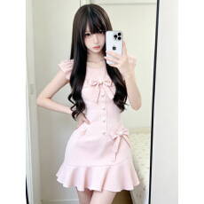 批发草莓蛋糕甜美少女粉色温柔<b class='q'>蝴蝶结</b>上衣半身裙早春减龄少女感套装