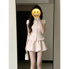 批发甜美千金风肌理感粗花呢收腰显瘦上衣花苞短裙<b class='q'>小香</b>风<b class='q'>套装</b>夏季新款