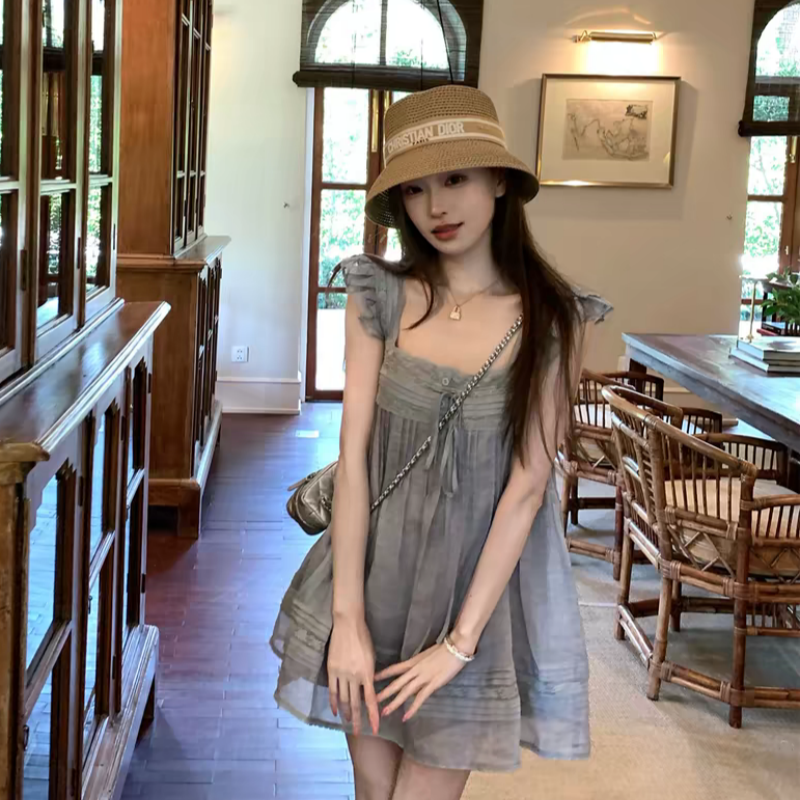 coolin 숲 희 풍음 여름 꽃 요정 제품 차 휴식 시리즈 라미 작은 날다 소매 드레스