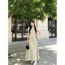 批发韩系通勤轻熟风套装女收腰显瘦气质短上衣+大摆修身半身裙两件套