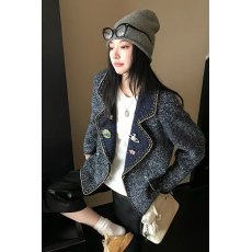 批发2026年春秋新款韩版气质名媛翻领小香风外套女重工粗花呢编织上衣