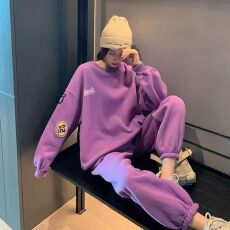 批发春秋季时尚盐系炸街运动套装女学生韩版宽松卫衣休闲两件套