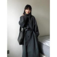 批发灰色高级感呢子大衣女2026年秋冬季新款毛呢<b class='q'>外套</b>小个子韩系中长款