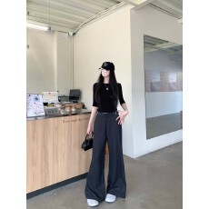 批发实拍！实价不减！加厚直筒垂坠感呢料拖地裤显瘦百搭阔腿长裤