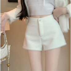 批发<b class='q'>白色</b>加厚水貂绒休闲<b class='q'>短裤</b>高腰a字阔腿裤毛绒靴裤