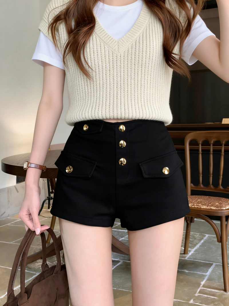 실사 정가 감소되지 않음 핫걸 반바지 하이웨이스트 슬림해 보이는 한 마디 다용도 캐주얼 핫 바지