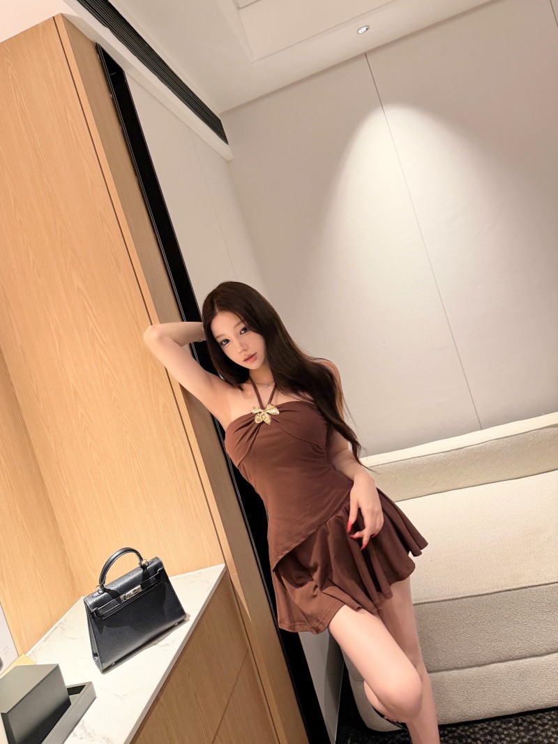 실사 정가 감소되지 않음 순수한 욕망 투피스 슈트 행침 목 민소매 기타 착용 법 맨위 한 마디 미니 스커트 세트