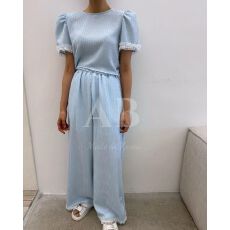 批发有货 韩国东大门 夏季新款<b class='q'>蕾丝</b>边圆领上衣+休闲裤