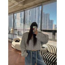 批发有货 冬季新款 百搭洋气短款麻花毛衣外套女