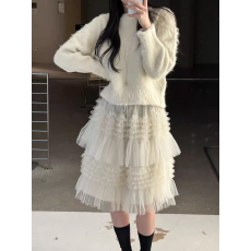 批发有货 层层木耳边蓬蓬半身裙女2025早春<b class='q'>新款</b>纱裙