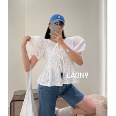 批发有货 泡泡袖<b class='q'>蝴蝶结</b>系带收腰提花<b class='q'>衬衫</b>