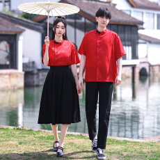 批发2026新款实拍初高中生红色<b class='q'>中国风</b>演出开幕式校服学生表演班服套装