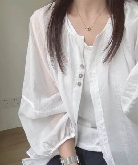 황색 아마 자외선 차단 의류 셔츠 여성 코트 여름 빛 럭셔리 얇은 스타일 고급 센스 긍정적 인 어깨 오픈 가디건 운남 봄 드레스 맨위