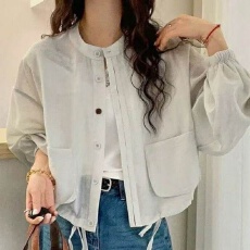 批发特价今年流行的韩系简约白色短<b class='q'>外套</b>女薄款防晒衫立领开衫小<b class='q'>外套</b>潮