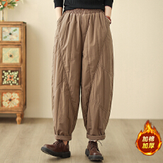 批发2026年冬季棉麻加厚夹棉棉裤<b class='q'>女</b>松紧腰保暖<b class='q'>哈伦裤</b><b class='q'>女</b>