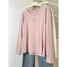 批发实拍大码女装2026<b class='q'>春</b>季新款圆领宽松显瘦针织打底衫长袖T恤上衣