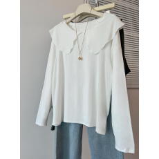 批发实拍大码女装2026早<b class='q'>春</b>新款娃娃领针织衫长袖T恤上衣