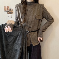 批发实拍大码女装2026秋冬新款针织<b class='q'>打底</b>衫+马甲<b class='q'>背心</b>两件套配腰带