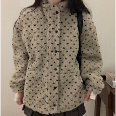 批发已出货 加厚爱心羊羔毛立领外套