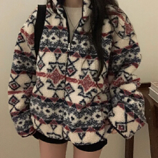 chic韩版复古双面穿混色设计百搭外套