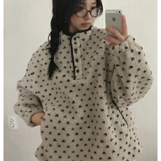 批发已出货  chic 韩版时尚双面摇粒绒撞色外套