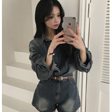 批发个性洗水漂白<b class='q'>牛仔</b><b class='q'>外套</b>+短裤两件套套装