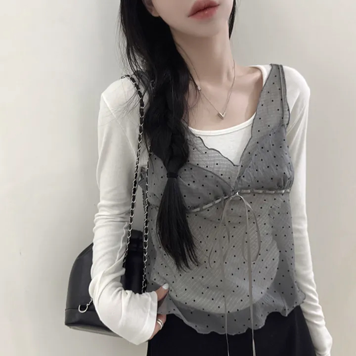 있음 선적 chic 패션 레이스 슬립 작은 셔츠