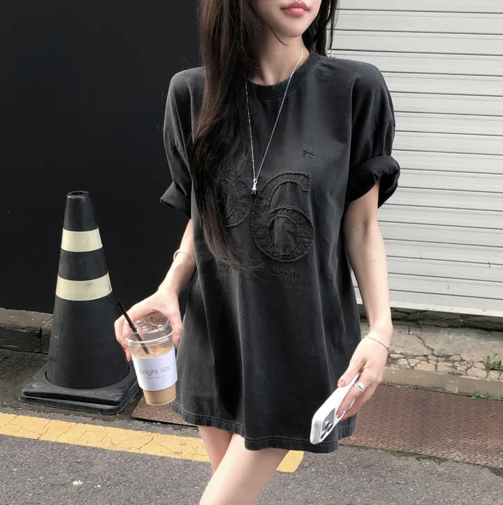 루즈핏 대 에디션 워싱 마 오래된 반팔 티셔츠