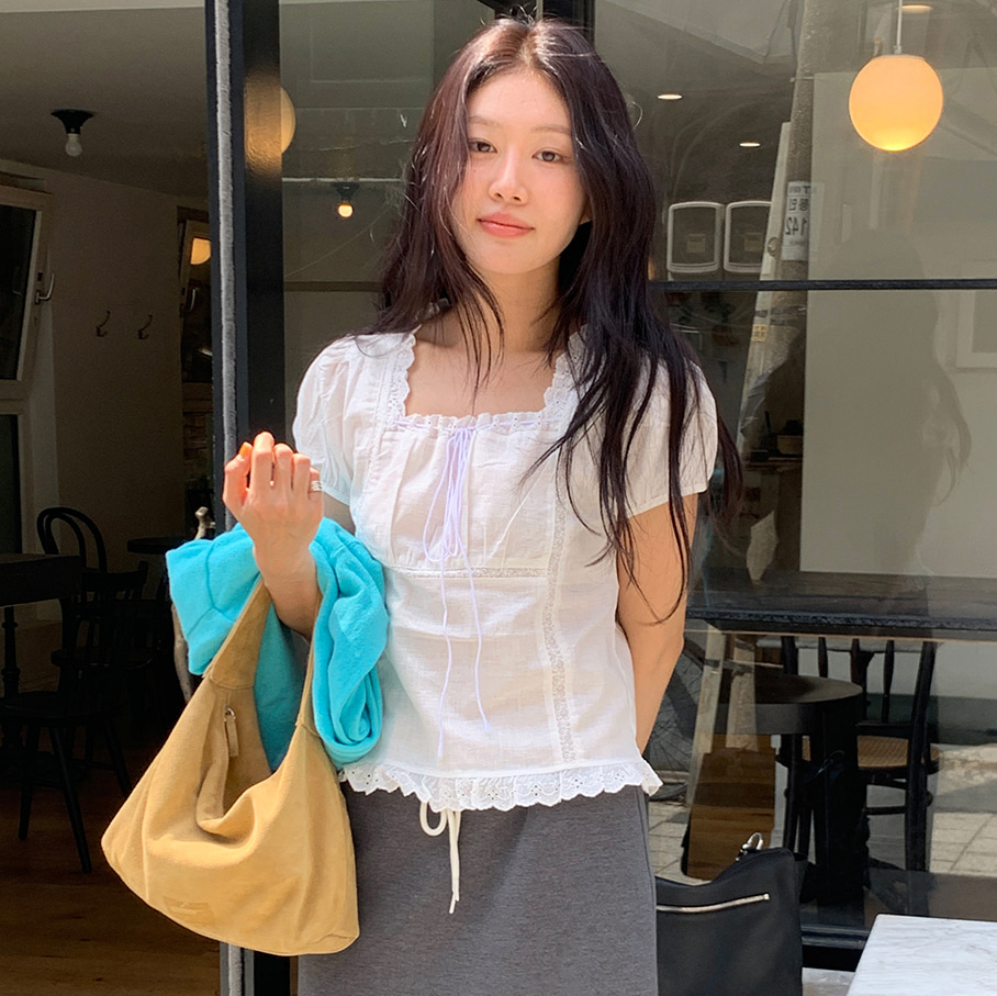 있음 선적 chic 레이스 패치워크 스트랩 작은 셔츠