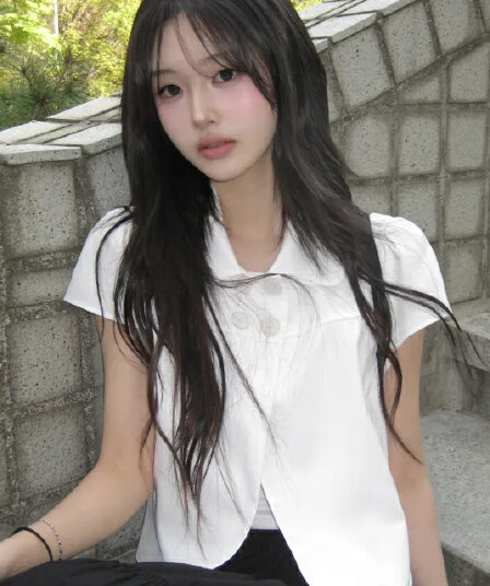 있음 선적 ins 보 주님 섹션 소녀 센스 레트로 베이비 칼라 캐주얼 반팔 셔츠