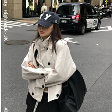 批发已出货 chic时尚韩版双排扣风衣外套