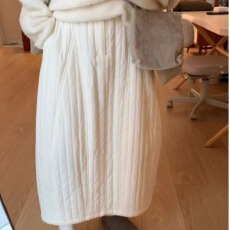 批发日系休闲夹棉花苞<b class='q'>半身裙</b>女冬季新款保暖A字裙高腰宽松加厚长棉裙