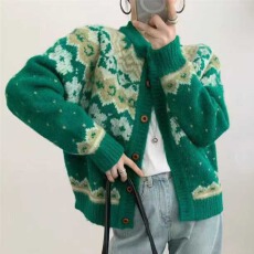 批发费尔岛慵懒毛衣开衫女早秋新款学院风针织衫外套宽松可爱甜美上衣