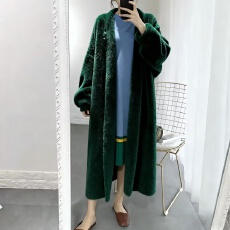 批发<b class='q'>韩版</b>中长针织开衫外套秋冬新款气质宽松水貂绒<b class='q'>蝙蝠衫</b>加厚毛衣