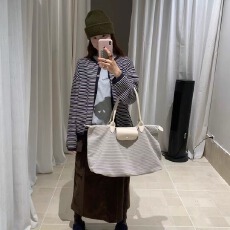 批发韩系条纹长袖开衫上衣女2025秋季小个子显瘦百搭撞色针织衫