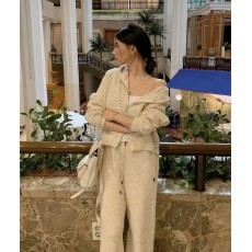 批发已出货 韩版 慵懒风针织宽松时尚百搭长袖+休闲裤显瘦两件套