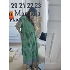 批发镂空微胖女生<b class='q'>连衣裙</b>夏装大码叠穿宽松中长款<b class='q'>开叉</b>无袖背心毛衣裙