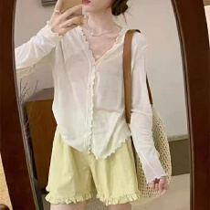 批发木耳边柔软针织开衫女2026夏季防晒宽松透气薄款空调衫外穿薄