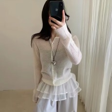 批发韩国ins夏季减龄圆领轻薄针织开衫外套女