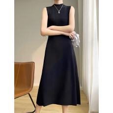 批发2026夏款无袖半高领冰丝打底针织连衣裙女装<b class='q'>春</b>秋中长伞裙