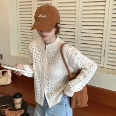 批发新款 韩系镂空钩花开衫外套薄款慵懒ins风上衣<b class='q'>外套女</b>