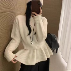 批发韩系秋款甜美慵懒风裙帘设计可拆卸百搭<b class='q'>套装</b>显瘦毛衣女