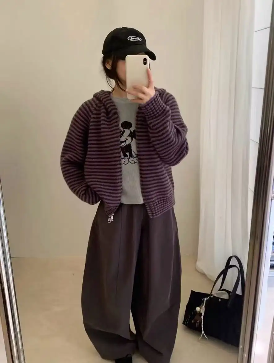 스트라이프 후드 가디건 상세 이미지 6