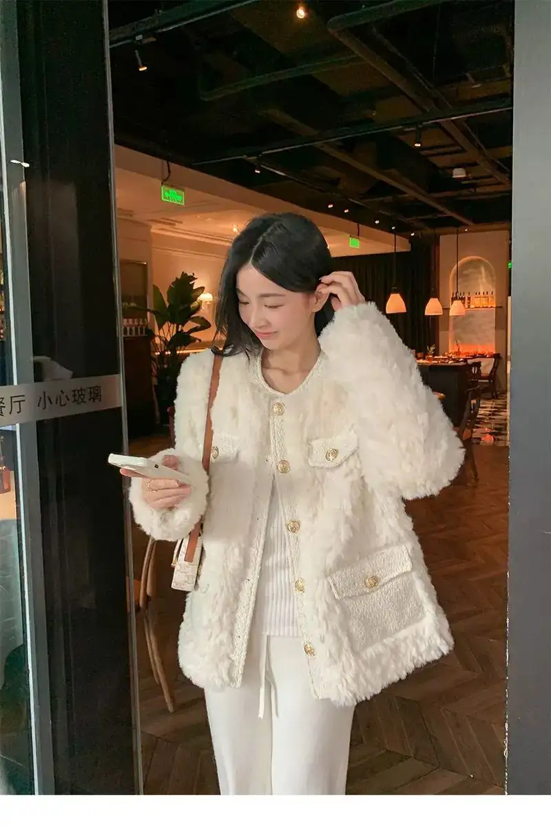 샤넬풍 플리스 기모 아우터 상세 이미지 1