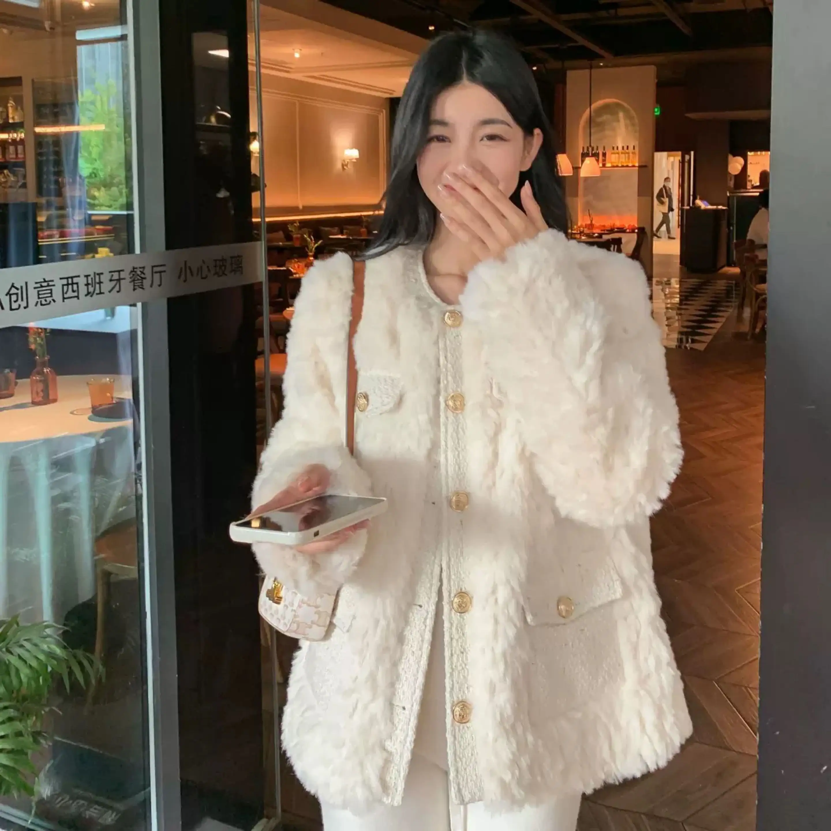 샤넬풍 플리스 기모 아우터 상세 이미지 4